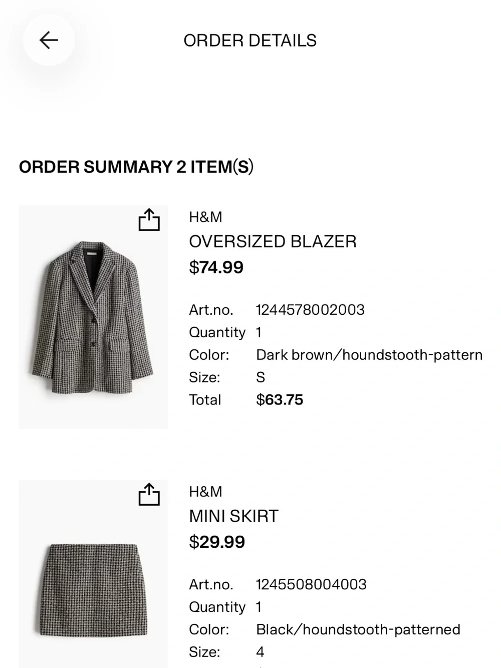 H&M Houndstooth Mini Skirt - Black & Cream
